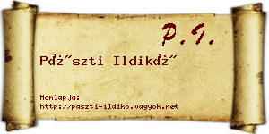 Pászti Ildikó névjegykártya
